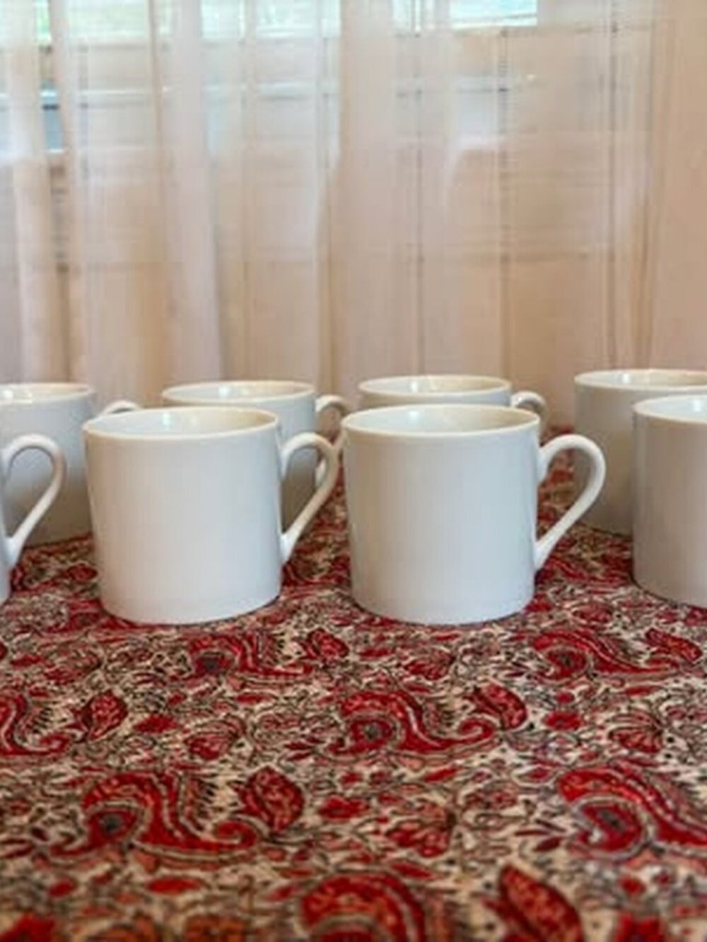Set of 10 White Ceramic Mugs